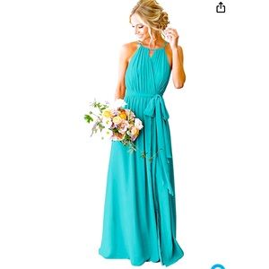 Chiffon Bridesmaid Dress in Aqua. Size 8. Brand new